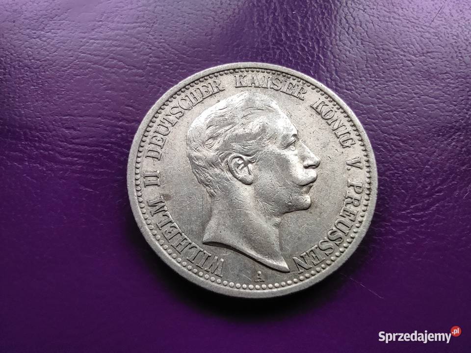 Moneta PRUSY 2 MARKI 1907 A Srebro Piękna Pruszków
