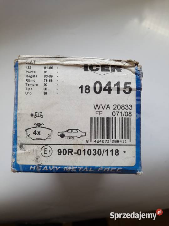 Klocki hamulcowe przód Fiat Uno Punto Seicento Mircze