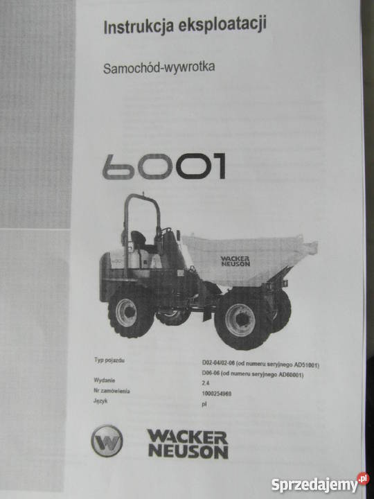 dtr instrukcja obsługi wacker neuson 6001 i inne Szczecin
