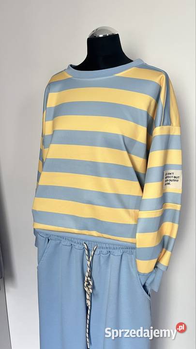 Dres masełko w paski niebiesko żółty