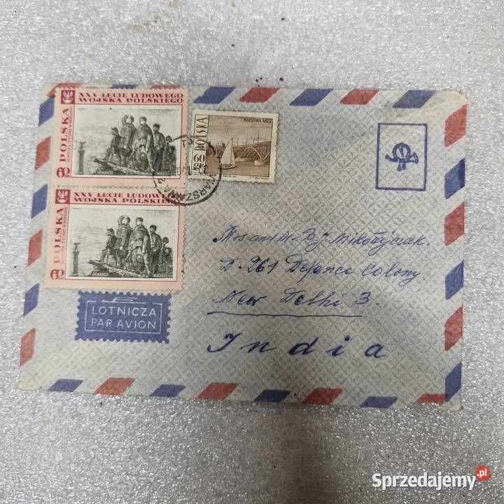 Koperta lotnicza PolskaIndie 1968 znaczki sprzedam