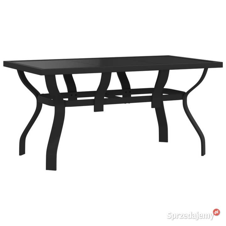Stół ogrodowy czarny 140x70x70 stal i szkło sprzedam