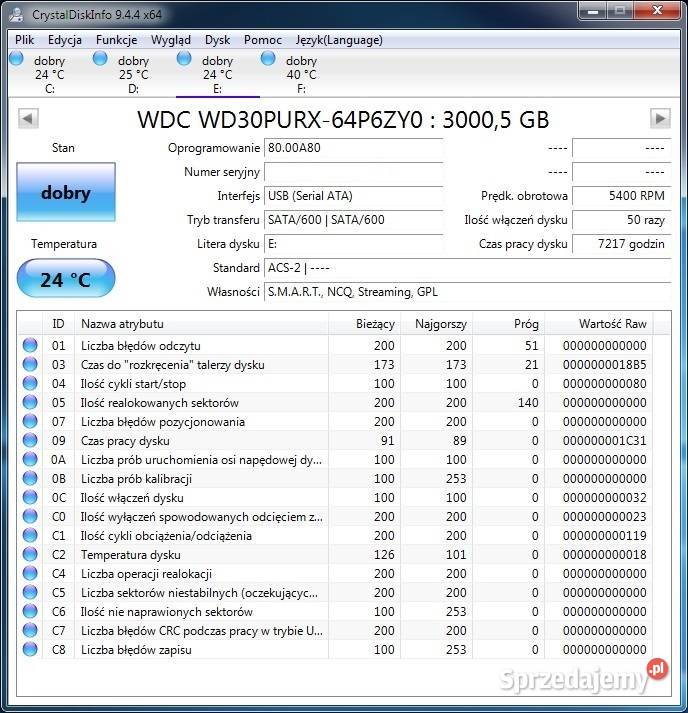 Dysk 3TB SATA 35 cala do monitoringu Pojemność 3000 Tomaszów Lubelski