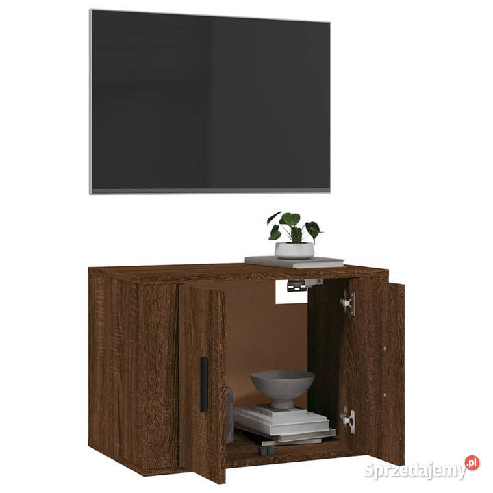 Wisząca szafka telewizyjna brązowy dąb 57x345x40