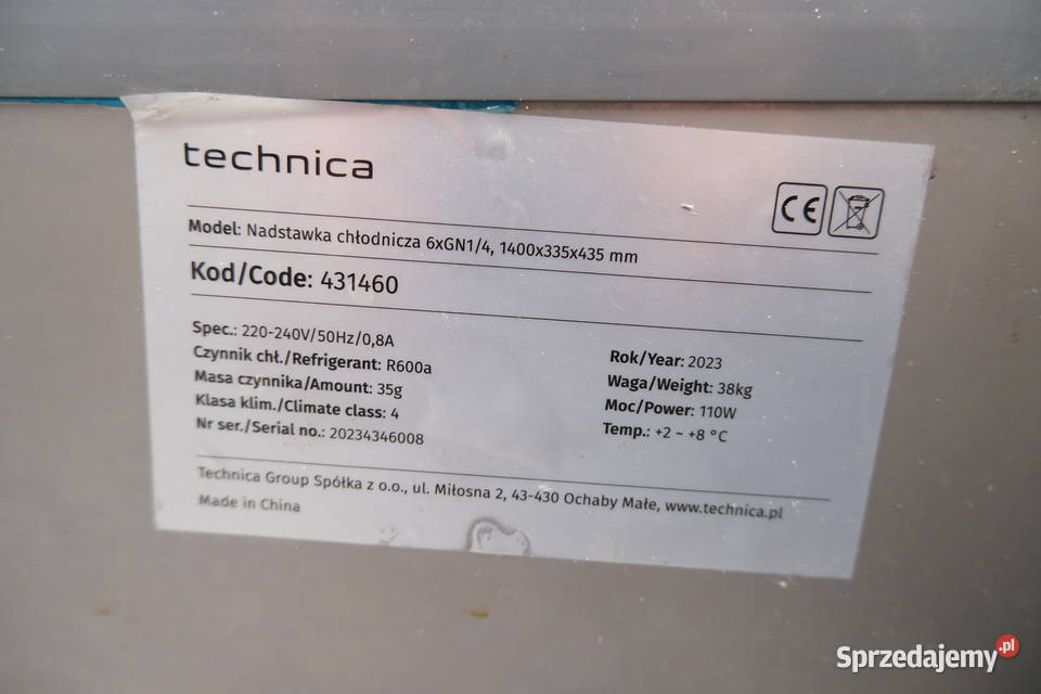 NADSTAWKA CHŁODNICZA TECHNICA 6XGN 2023 mazowieckie Warszawa