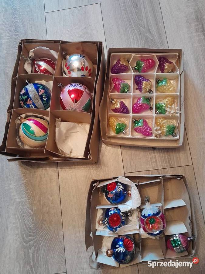Ozdoby choinkowe bąbki oświetlenie lampki z prl łódzkie Konstantki