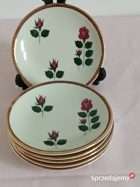 Małe talerzyki z różą porcelana Winterling Gorlice