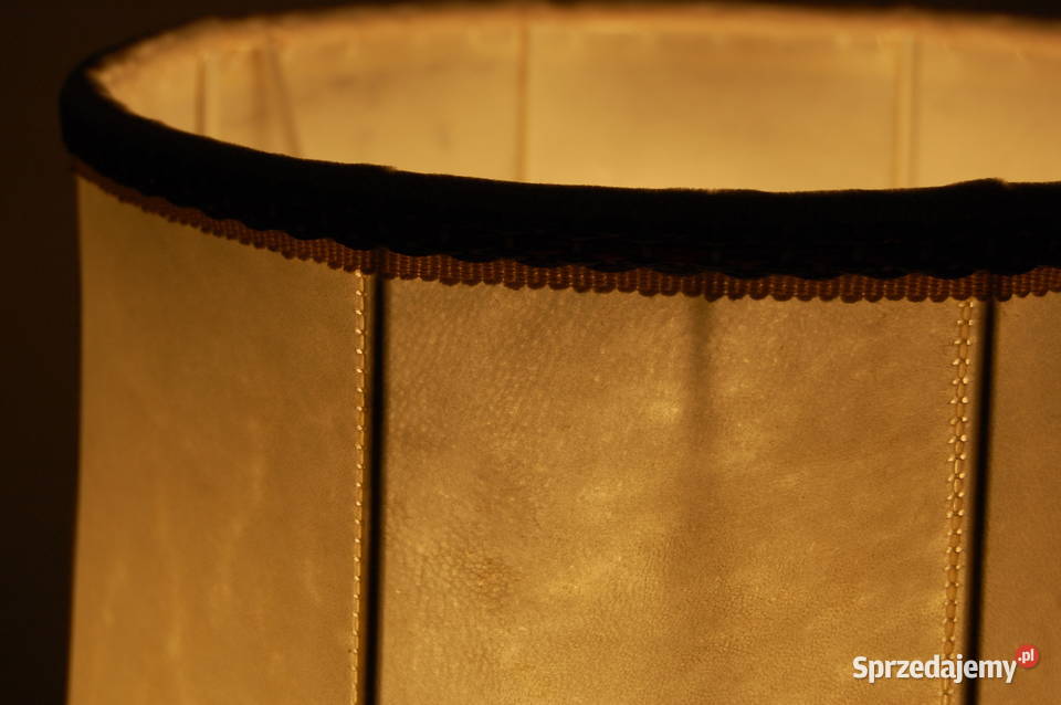 Mosiężna lampa stołowa mosiądz pergaminowy