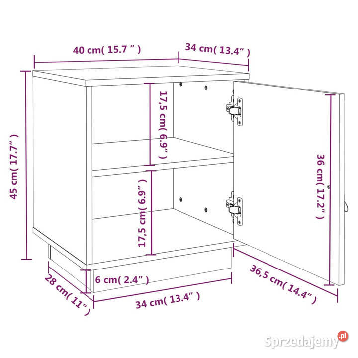 Szafka nocna biała 40x34x45 lite drewno sosnowe Warszawa sprzedam