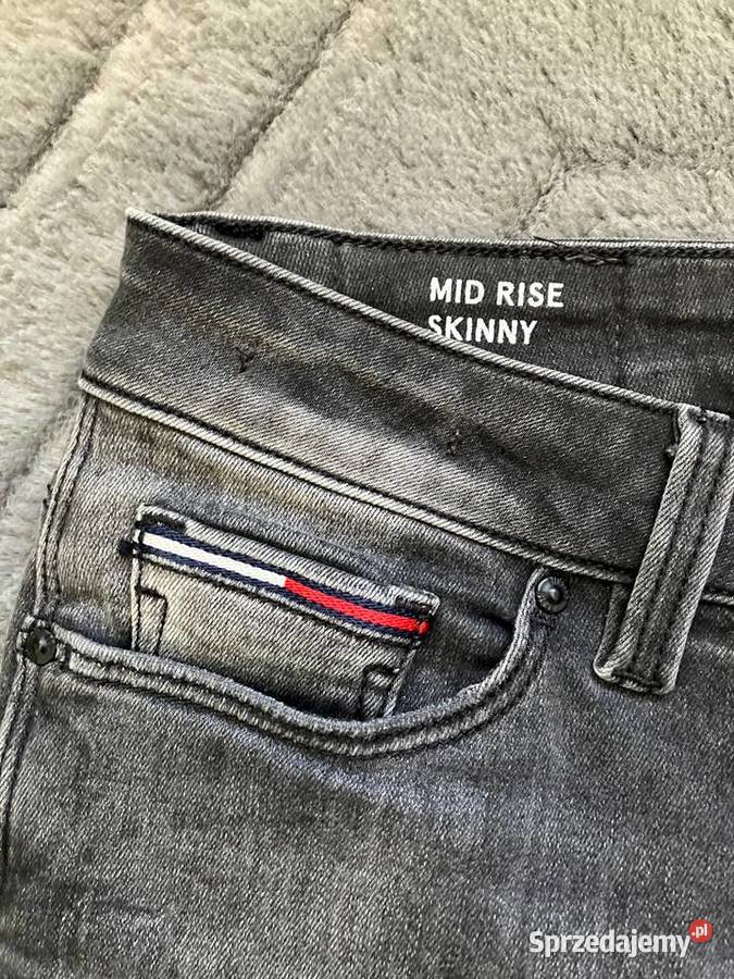 Grafitowe jeansy rurki Tommy Hilfiger spodnie Nisko
