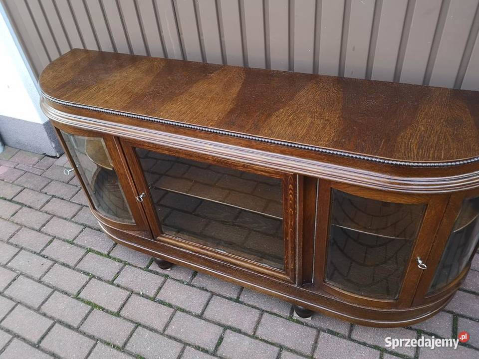 Komoda Witryna Dębowa Niska RTV Stara Antyk Meble Swarzędz