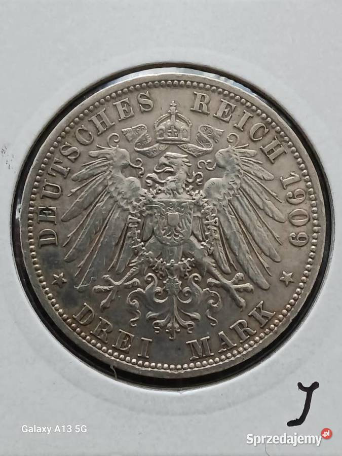 3 Marki Prusy 1909 rWilhelm II menA Konin