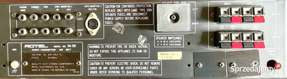 ROTEL RA 350 panel tylny