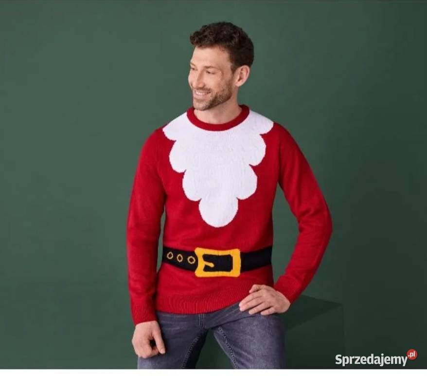 Sweter świąteczny męski Święty Mikołaj broda z Rozmiar M Warszawa sprzedam