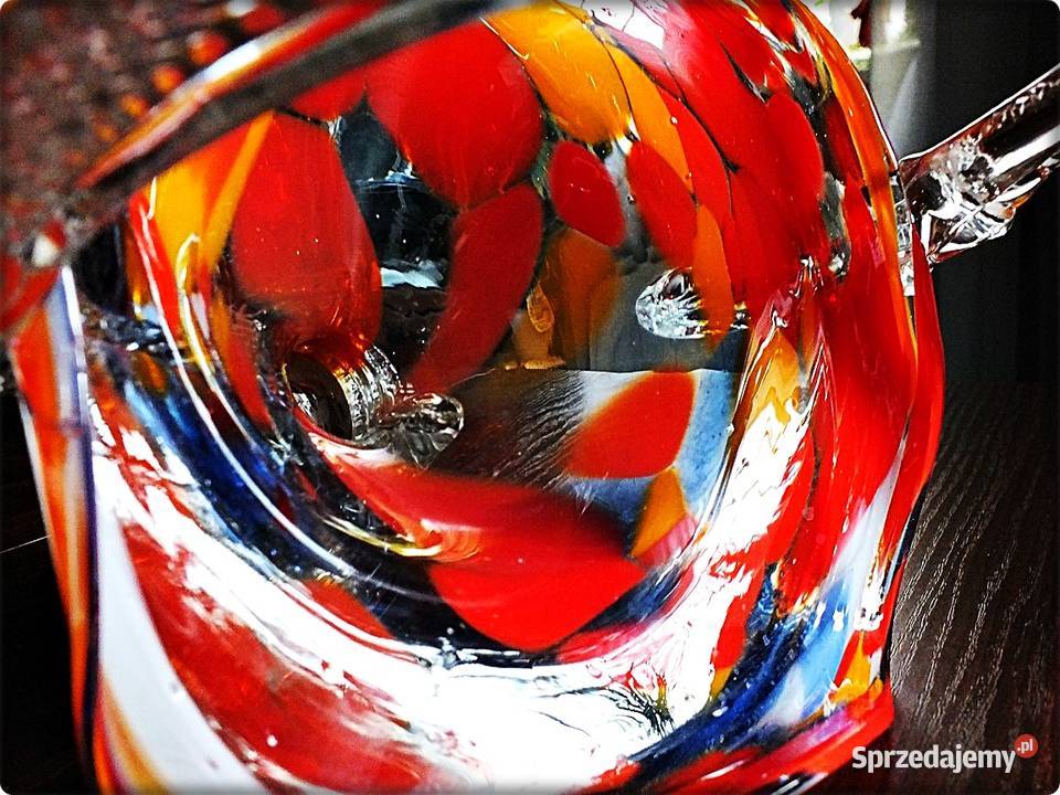 Szklany kolorowy Koszyk 27 Koszyczek Ząbkowice Porcelana i szkło Żary