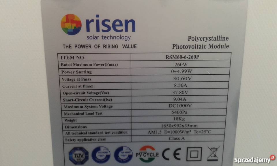 Bateria słonecznaPanel solar 260W 5W 2016r 904A śląskie sprzedam