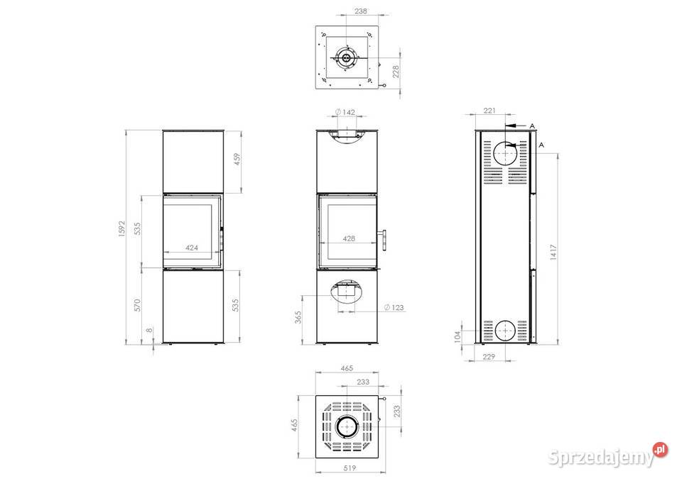 HOTZE Kominek wolnostojący GABI czarny beton