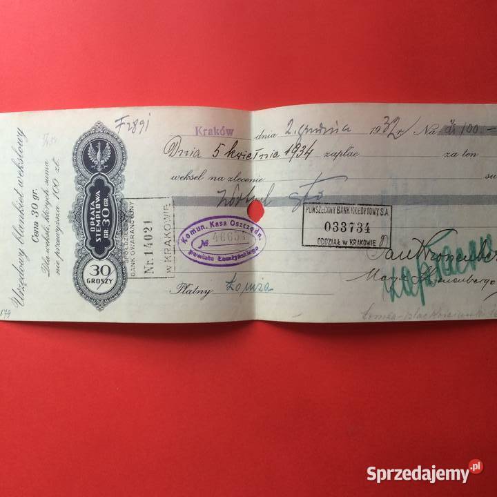 1526 Weksel Wystawiony W Krakowie 23 Szczecin