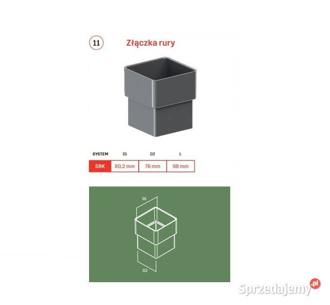 Krop złączka mufa rury spustowej kwadratowej podlaskie Hajnówka