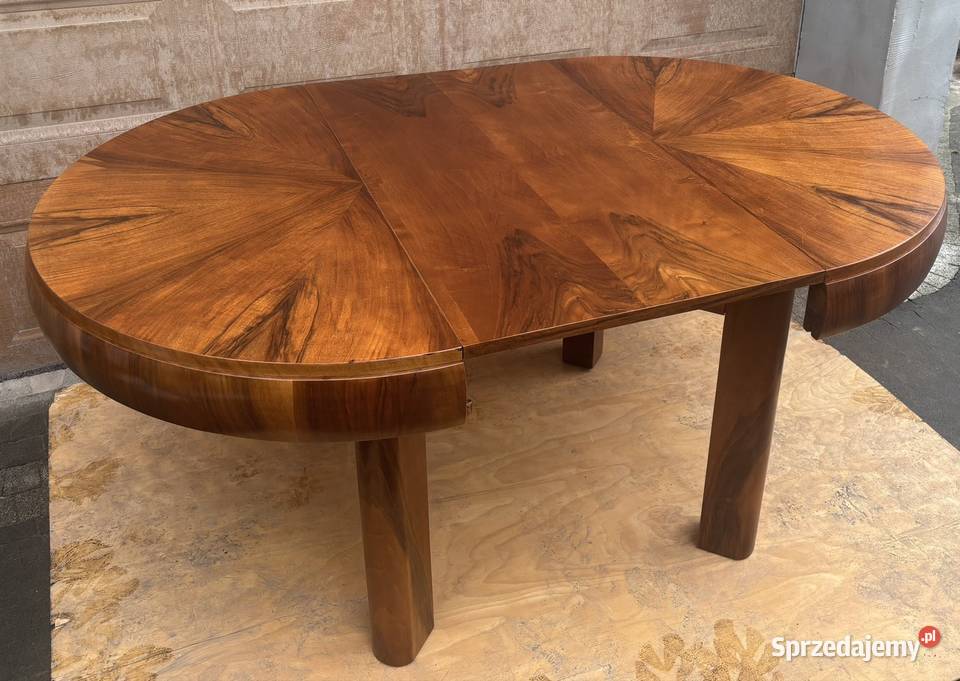 Stół Okrągły Orzech Beczką 112 Rozkładany Antyk Warszawa sprzedam