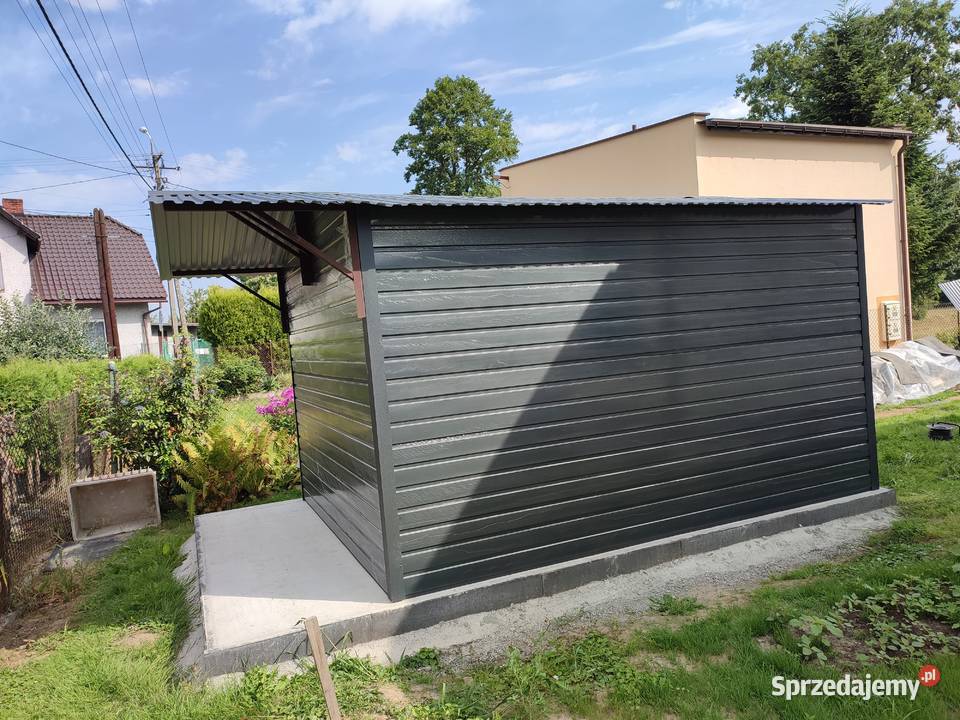 Mały Garaż Blaszany w kolorze Grafit GrzywStal śląskie