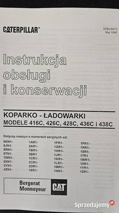 Instrukcja obsługi DTR CAT CATERPILLAR 416C 426C Kielce