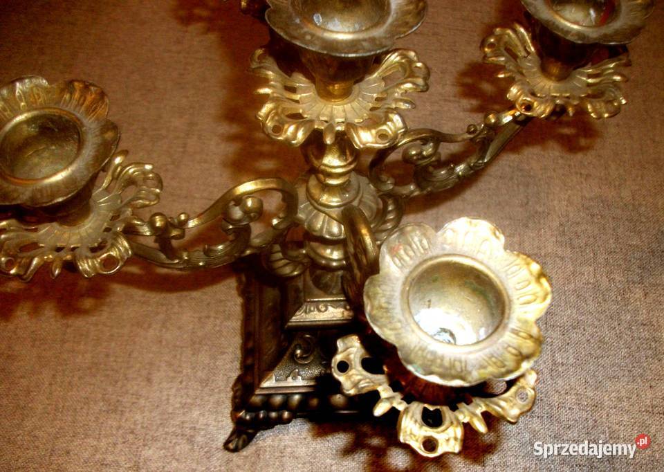 ŚwiecznikKandelabr 5 ramienny mosiężny Ciasna