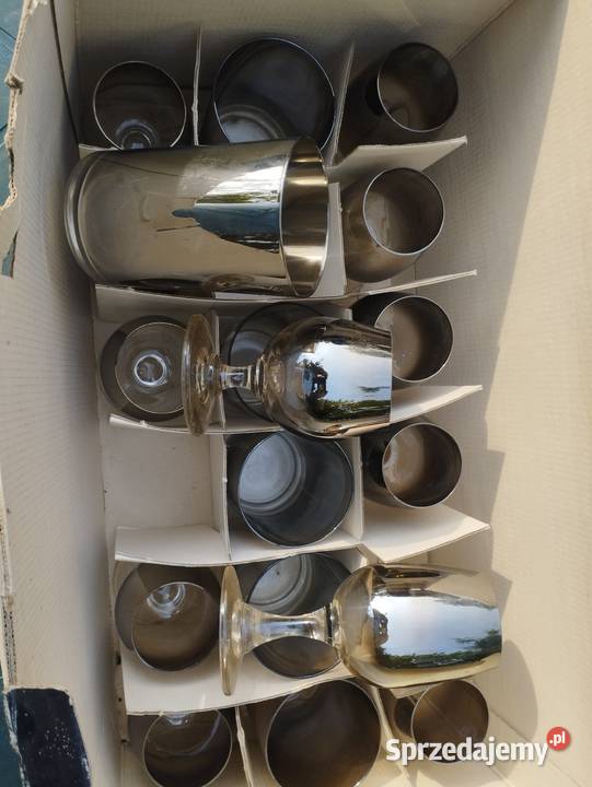 Komplet szklanek i kieliszków szkło dymione lata Kraków