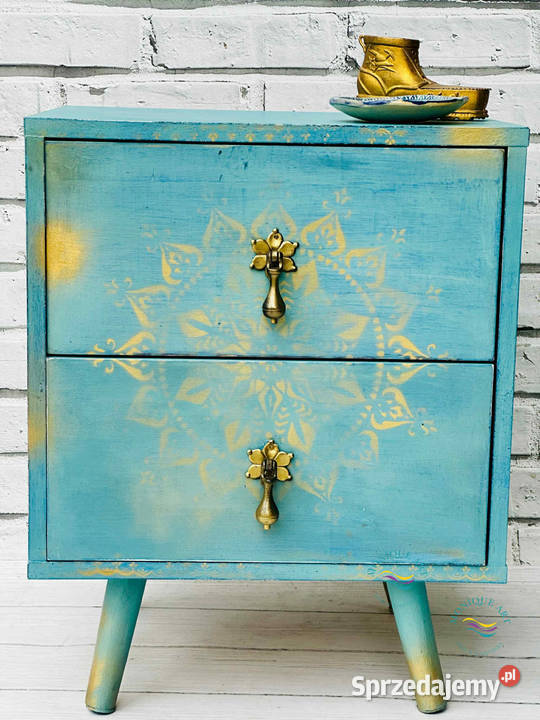 Turkusowa szafka z mandalą orientalna ciekawe 51cm dolnośląskie Jelcz-Laskowice