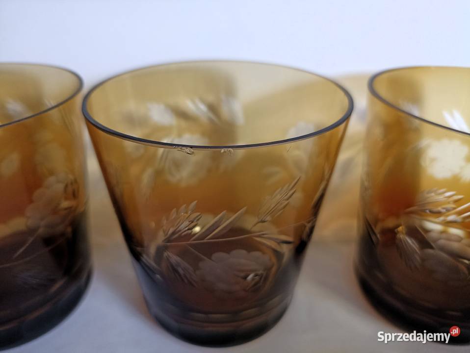 Szklanki kryształowe Hortensja PRL 6 sztuk Bełchatów