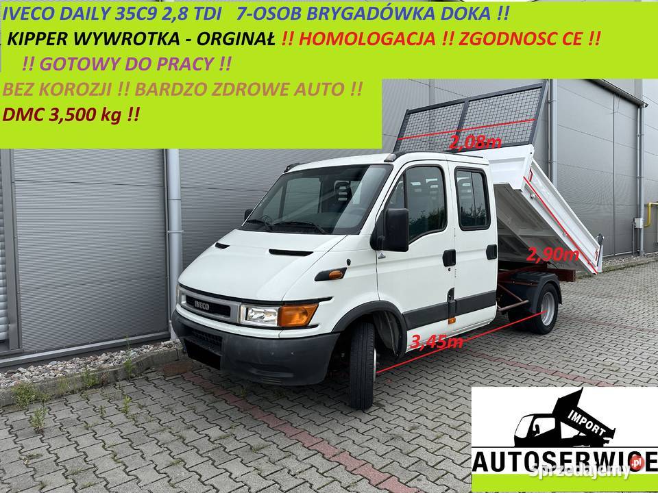 IVECO DAILY 35C9 DOKA KIPPER WYWROTKA ORGINAŁ Piekarzew sprzedam