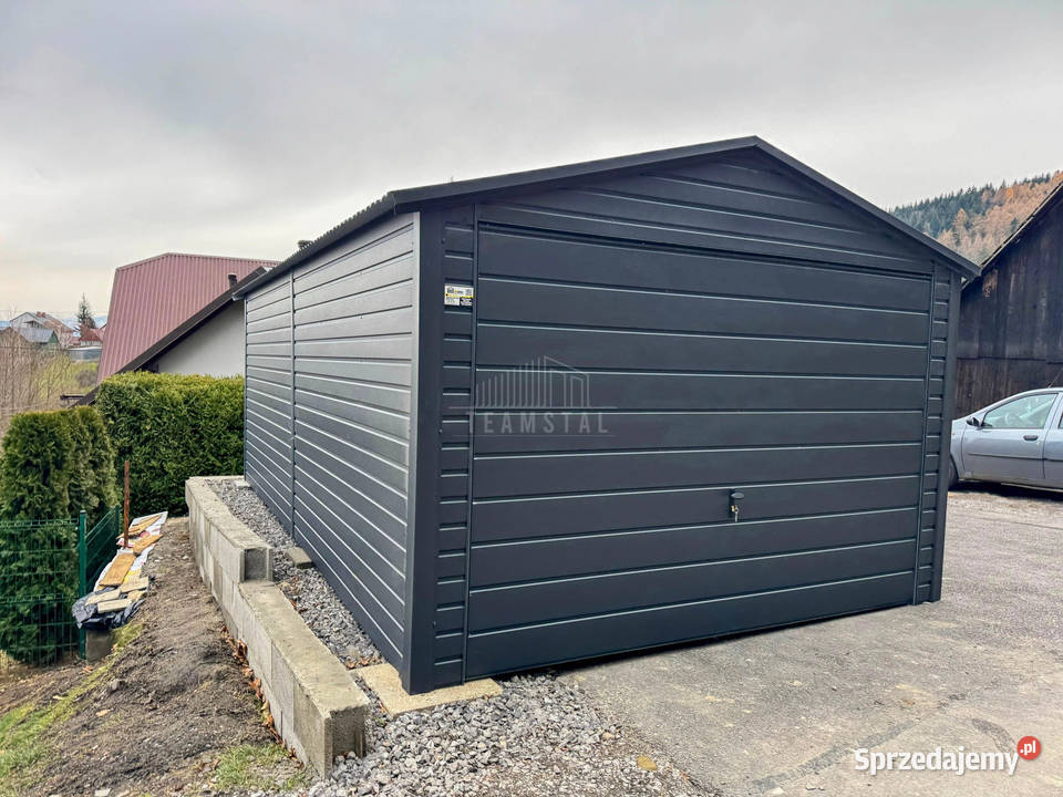 Garaż blaszany 35x6m Brama uchylna Antracyt dach Września