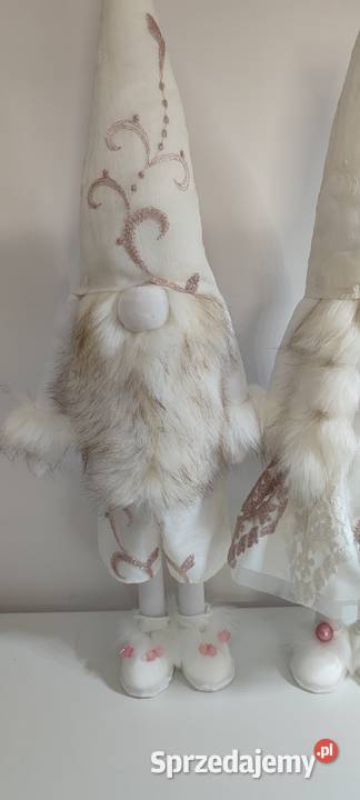 Skrzaty świąteczne biały pudrowy róż Lipnica