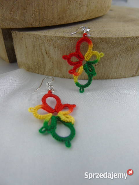 Kolczyki frywolitkowe różne wzory i kolory Wiśniowa