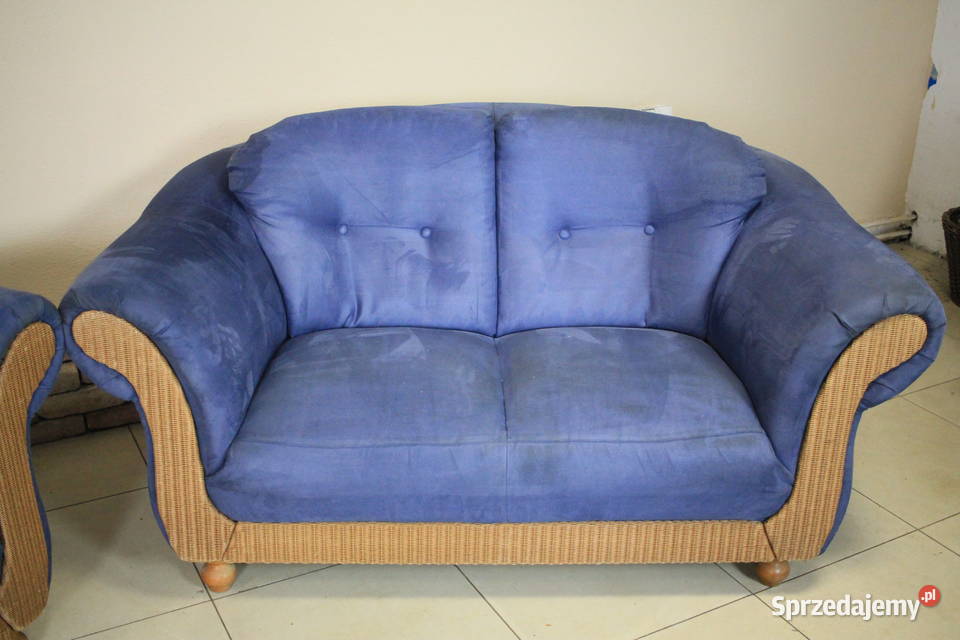 Piękny komplet materiał niebieski welur Komplety wypoczynkowe śląskie Pszczyna