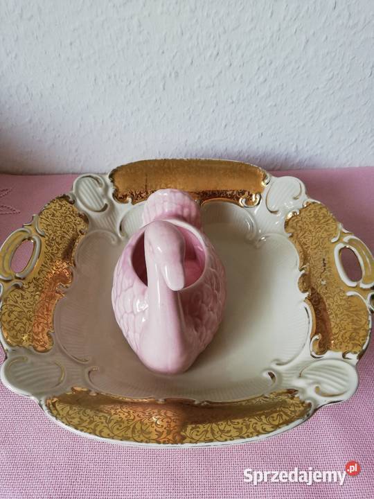 Łabędż różowy osłonka Porcelana i szkło Gorlice sprzedam