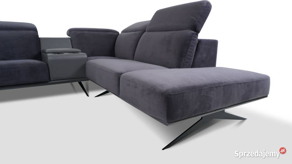 Narożnik tkanina z skórą wysokie nogi miękki sprzedam