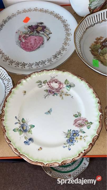 Talerz ręcznie zdobiony Sygn Aina Wedin 1955 Gdańsk