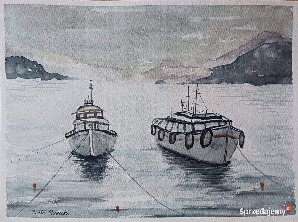 Akwarela Akwarelka Obraz pt Fiordy 31 x 23 mazowieckie Warszawa
