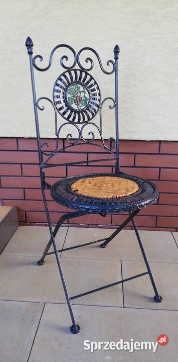Krzesło stylowe z metaloplastyki składane ozdobne stół