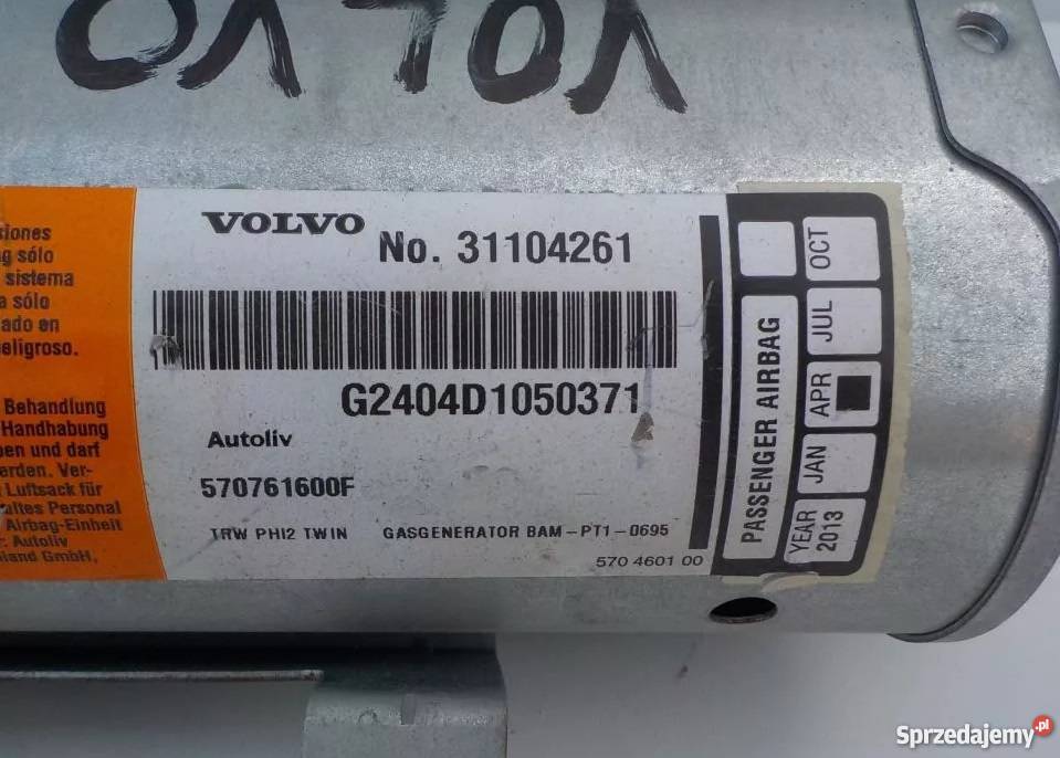 PODUSZKA AIRBAG PASAŻERA VOLVO S80 S60 LIFT wielkopolskie Nowy Tomyśl