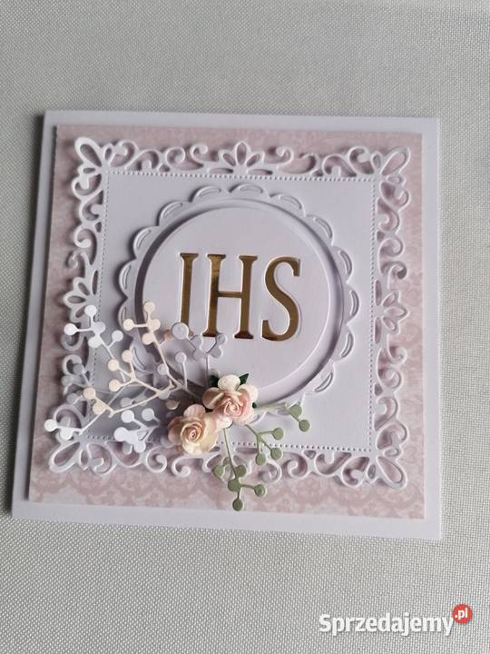 Kartka własnoręcznie wykonana komunia Strzebiń