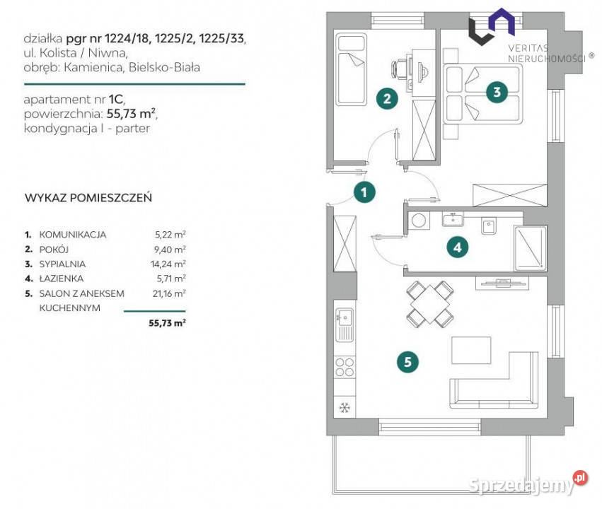 sprzedaży mieszkania 5502m2 3 pok BielskoBiała apartamentowiec śląskie