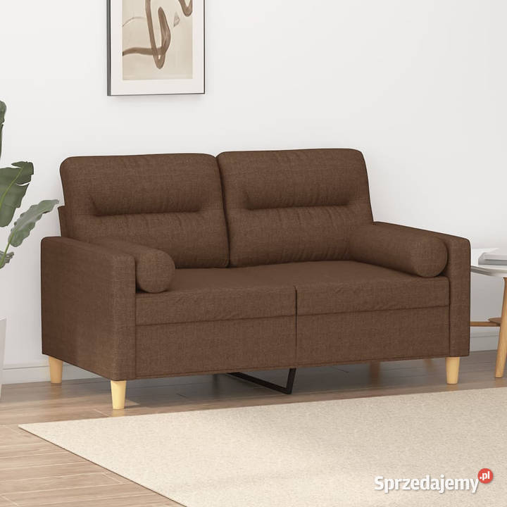 2osobowa sofa z poduszkami brązowa 120 tkanina Warszawa