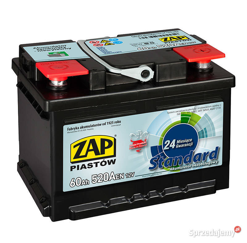 Akumulator ZAP Standard 60Ah 520A wysoka PRAWY Białystok