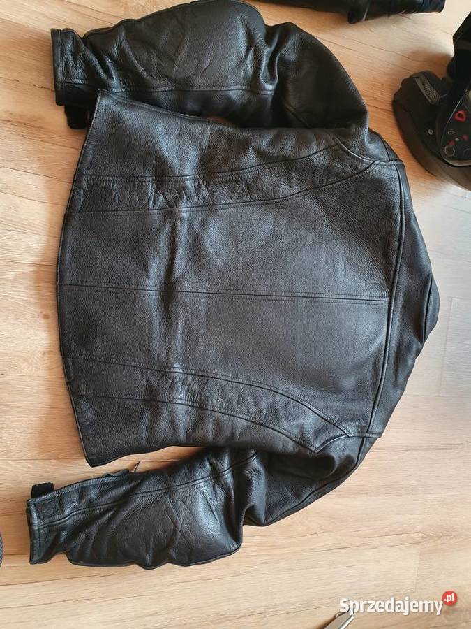 Kurtka L spodnie 42 kask S skóra czarne motocykl Łódź sprzedam