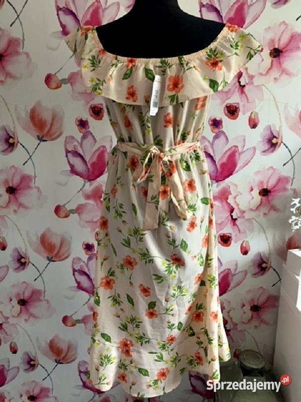 ff sukienka elegancka modny wzór kwiaty floral Choszczno