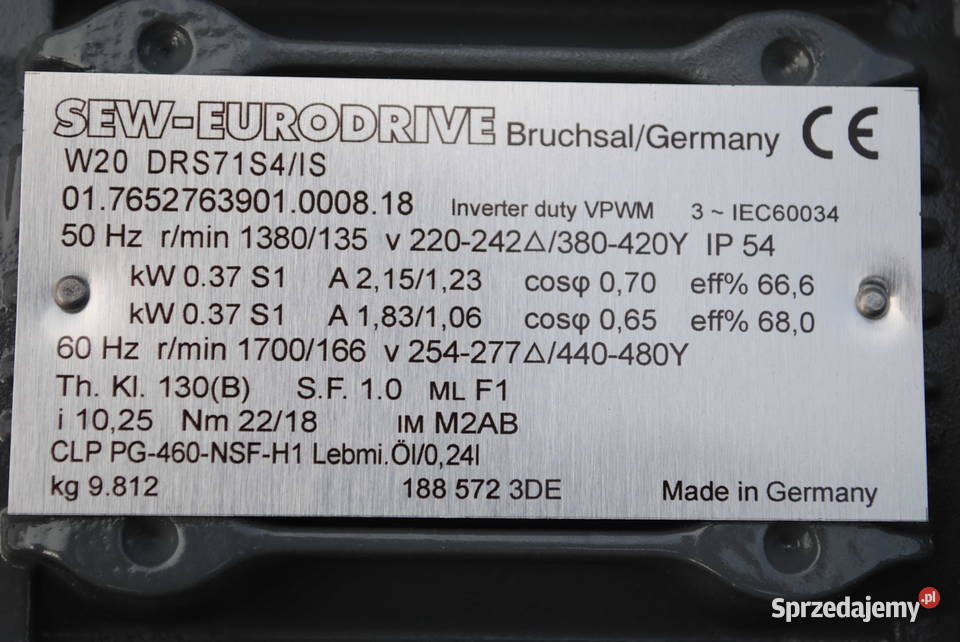 Motoreduktor kątowy 037kw 135obrmin Firmy SEW Kargowa