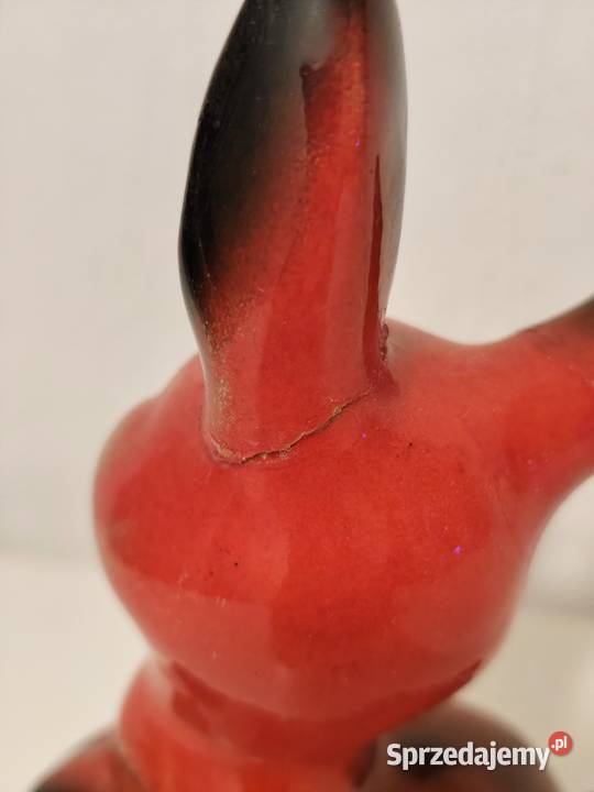 Figurka retro zając królik czerwony midcentury Poddębice