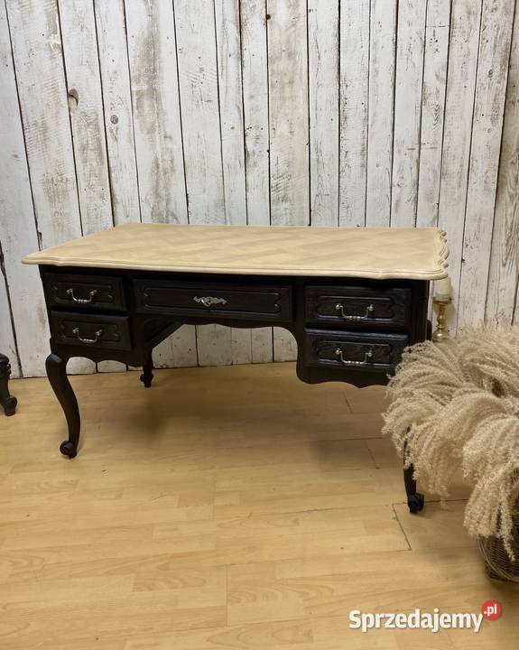 Biurko dębowe odnowione Francja II pół XX wieku wielkopolskie Poznań